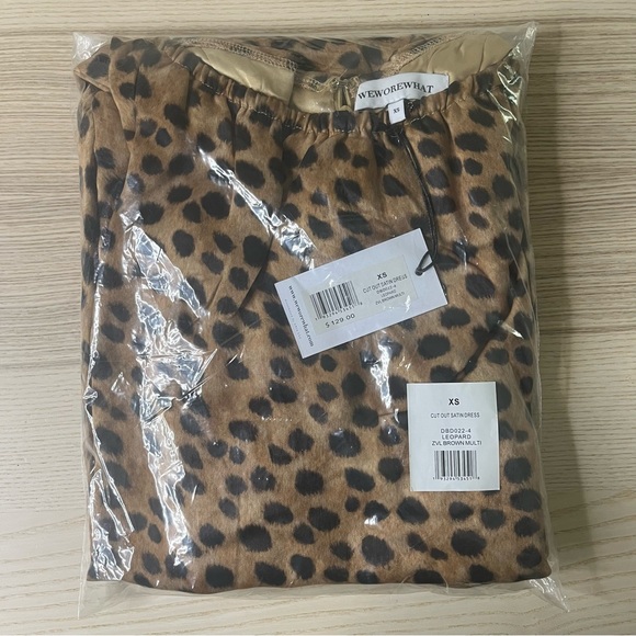 We Wore What x Danielle Bernstein Cut Out Satin Leopard Print Midi Cheetah dress - Picture 4 of 7